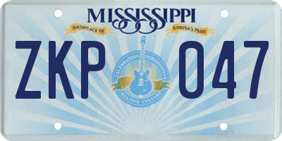 MS license plate ZKP047
