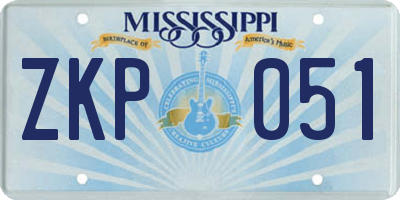 MS license plate ZKP051