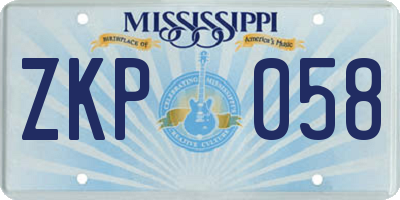 MS license plate ZKP058