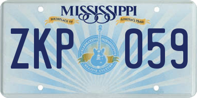 MS license plate ZKP059