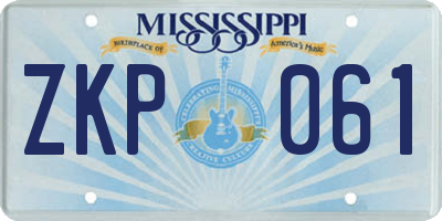 MS license plate ZKP061