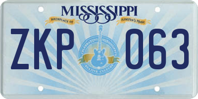 MS license plate ZKP063