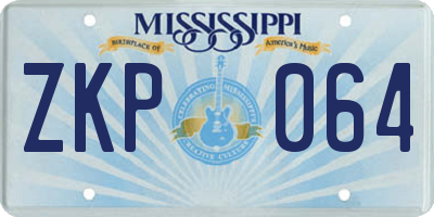 MS license plate ZKP064