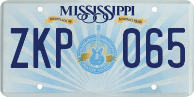 MS license plate ZKP065