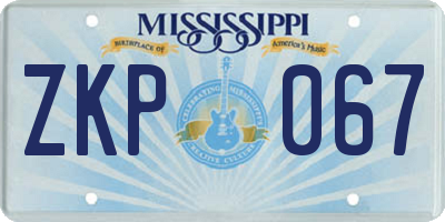 MS license plate ZKP067