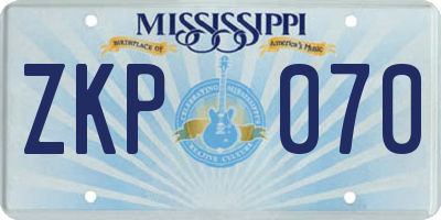 MS license plate ZKP070