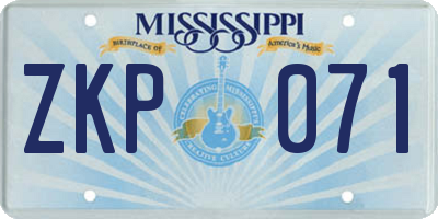 MS license plate ZKP071
