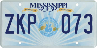 MS license plate ZKP073