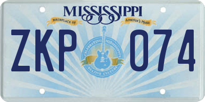 MS license plate ZKP074