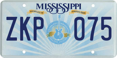 MS license plate ZKP075