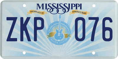 MS license plate ZKP076