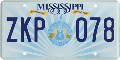 MS license plate ZKP078