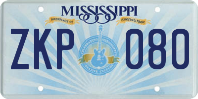 MS license plate ZKP080