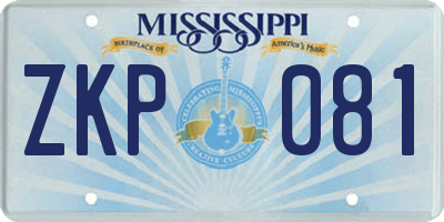 MS license plate ZKP081