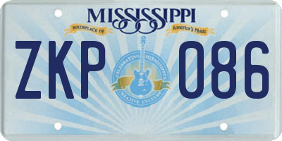 MS license plate ZKP086