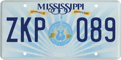MS license plate ZKP089