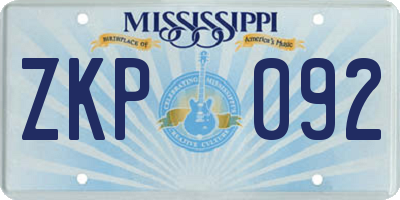MS license plate ZKP092