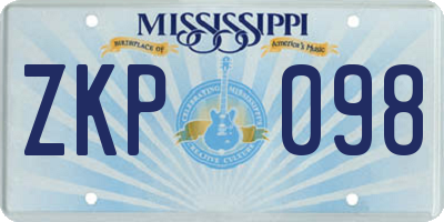 MS license plate ZKP098