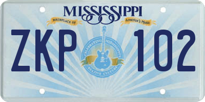 MS license plate ZKP102
