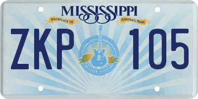 MS license plate ZKP105
