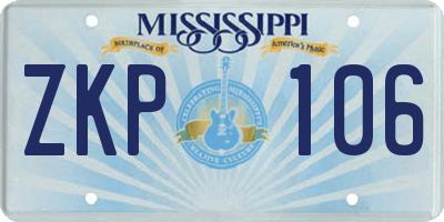 MS license plate ZKP106