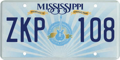 MS license plate ZKP108