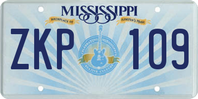 MS license plate ZKP109