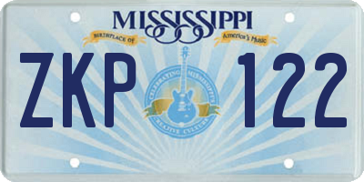 MS license plate ZKP122