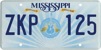 MS license plate ZKP125
