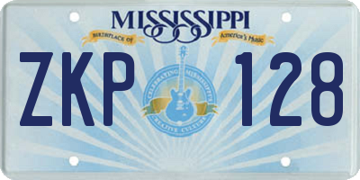 MS license plate ZKP128