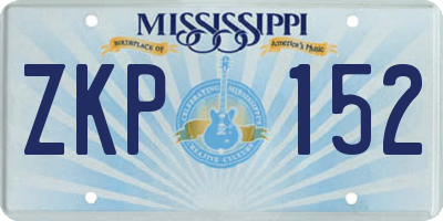 MS license plate ZKP152