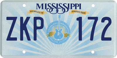MS license plate ZKP172