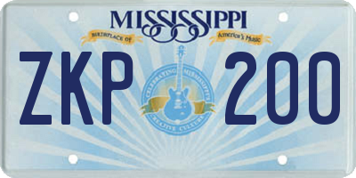 MS license plate ZKP200