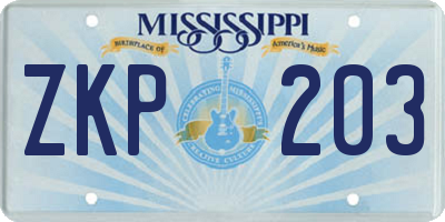 MS license plate ZKP203