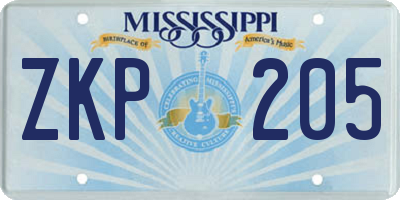MS license plate ZKP205