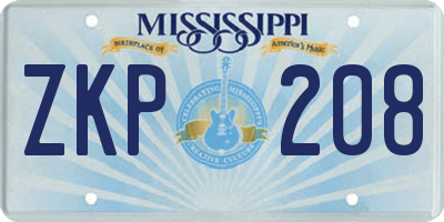 MS license plate ZKP208