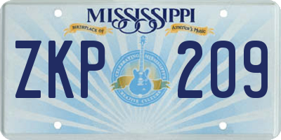 MS license plate ZKP209