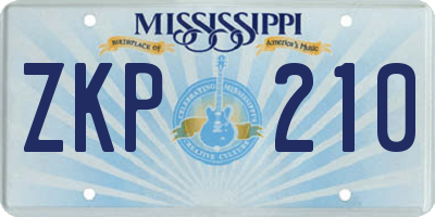 MS license plate ZKP210
