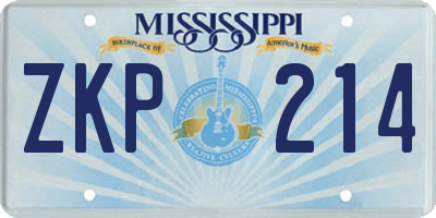 MS license plate ZKP214