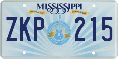 MS license plate ZKP215