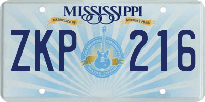 MS license plate ZKP216