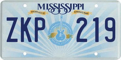 MS license plate ZKP219