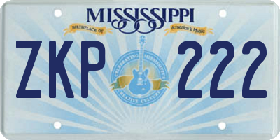 MS license plate ZKP222