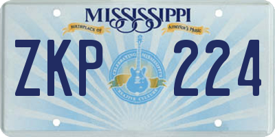 MS license plate ZKP224