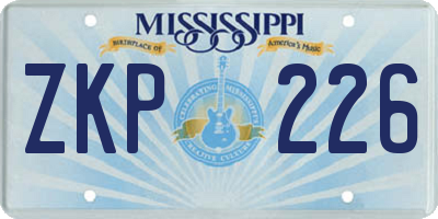 MS license plate ZKP226