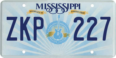 MS license plate ZKP227