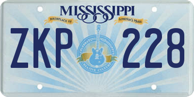 MS license plate ZKP228
