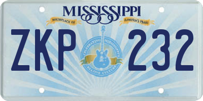 MS license plate ZKP232