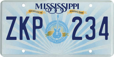 MS license plate ZKP234