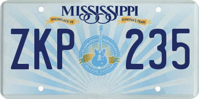 MS license plate ZKP235